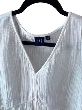 GAP White Gauze Mini Dress XS | Cottagecore Tiered Babydoll Dress